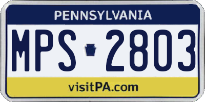 PA license plate MPS2803