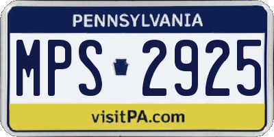 PA license plate MPS2925
