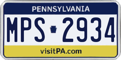 PA license plate MPS2934