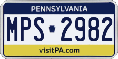 PA license plate MPS2982