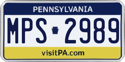 PA license plate MPS2989