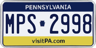 PA license plate MPS2998