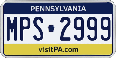 PA license plate MPS2999