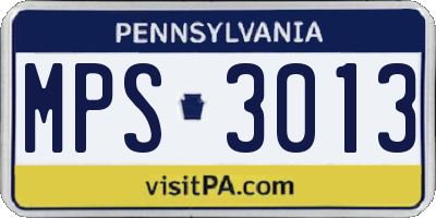 PA license plate MPS3013