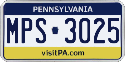 PA license plate MPS3025