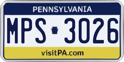 PA license plate MPS3026