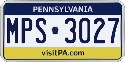 PA license plate MPS3027