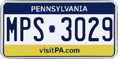 PA license plate MPS3029