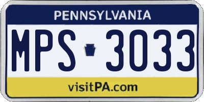 PA license plate MPS3033