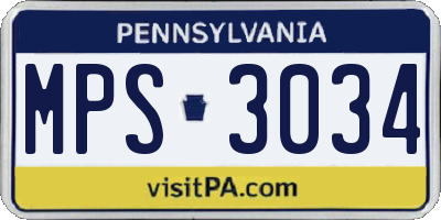 PA license plate MPS3034