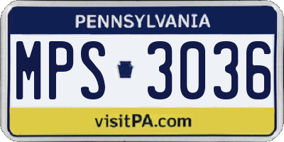 PA license plate MPS3036