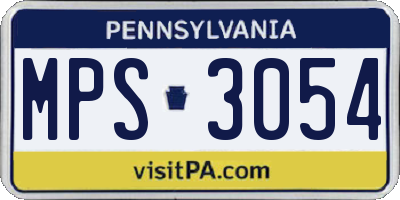 PA license plate MPS3054