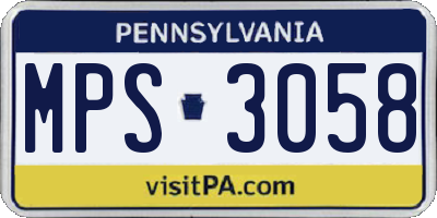PA license plate MPS3058