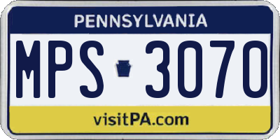 PA license plate MPS3070