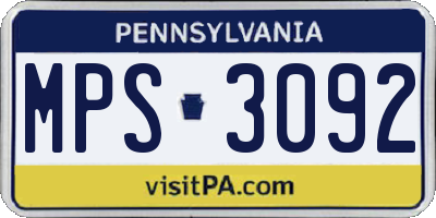 PA license plate MPS3092