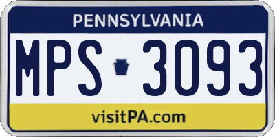 PA license plate MPS3093