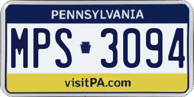 PA license plate MPS3094