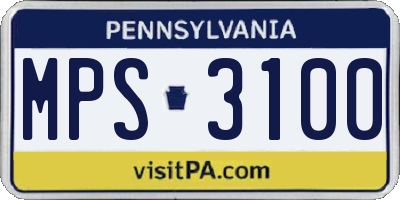 PA license plate MPS3100