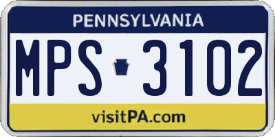 PA license plate MPS3102