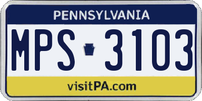 PA license plate MPS3103