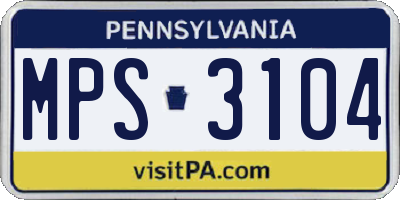 PA license plate MPS3104