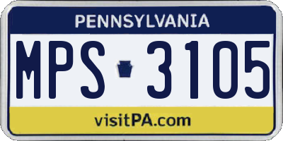 PA license plate MPS3105