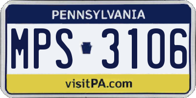 PA license plate MPS3106