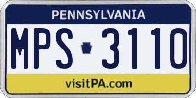 PA license plate MPS3110