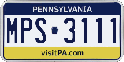 PA license plate MPS3111