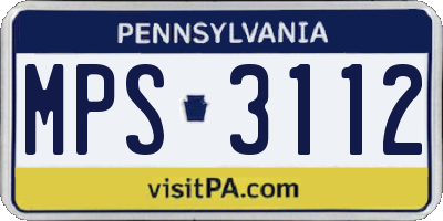 PA license plate MPS3112