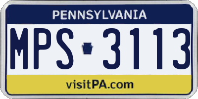 PA license plate MPS3113