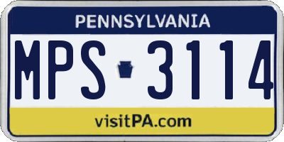 PA license plate MPS3114