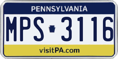 PA license plate MPS3116