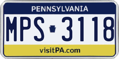 PA license plate MPS3118