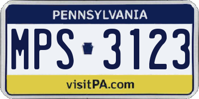 PA license plate MPS3123