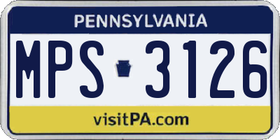 PA license plate MPS3126