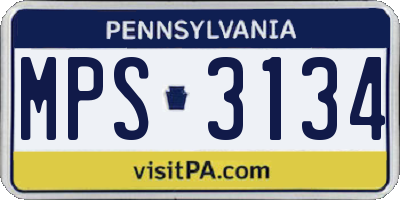 PA license plate MPS3134