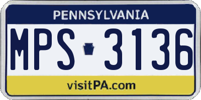 PA license plate MPS3136
