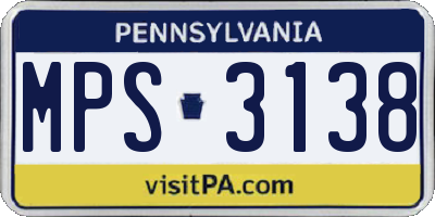 PA license plate MPS3138
