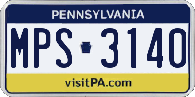 PA license plate MPS3140