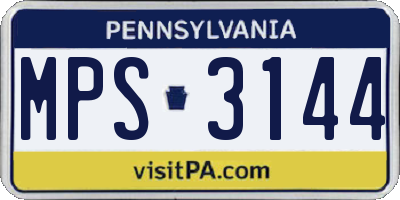 PA license plate MPS3144