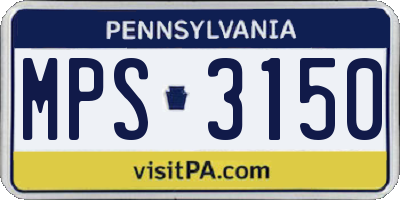PA license plate MPS3150