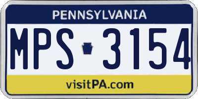 PA license plate MPS3154