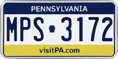 PA license plate MPS3172