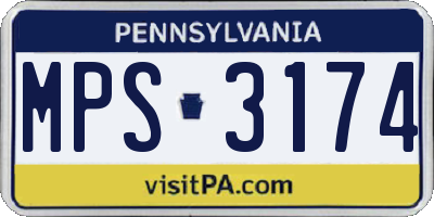 PA license plate MPS3174