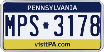 PA license plate MPS3178