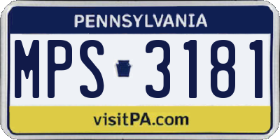 PA license plate MPS3181