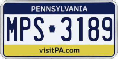 PA license plate MPS3189