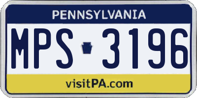 PA license plate MPS3196
