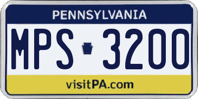 PA license plate MPS3200